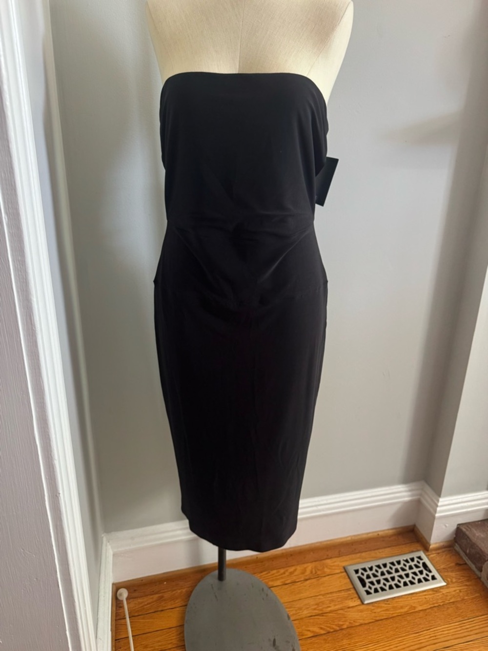 Norma Kamali Strapless Black Midi Dress